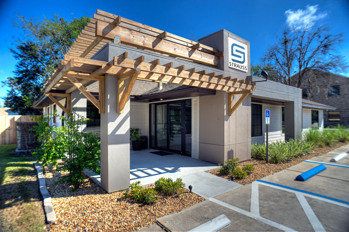 Front entrance of Strauss building